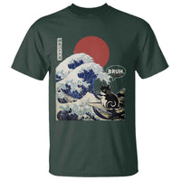 Japanese Kawaii Anime Cat T Shirt Funny Surfing Cat Bruh Retro The Great Wave Kanagawa - Wonder Print Shop