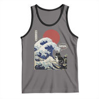 Japanese Kawaii Anime Cat Tank Top Funny Surfing Cat Bruh Retro The Great Wave Kanagawa - Wonder Print Shop