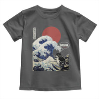 Japanese Kawaii Anime Cat Toddler T Shirt Funny Surfing Cat Bruh Retro The Great Wave Kanagawa - Wonder Print Shop