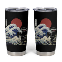 Japanese Kawaii Anime Cat Tumbler Cup Funny Surfing Cat Bruh Retro The Great Wave Kanagawa - Wonder Print Shop