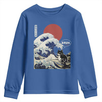 Japanese Kawaii Anime Cat Youth Sweatshirt Funny Surfing Cat Bruh Retro The Great Wave Kanagawa - Wonder Print Shop