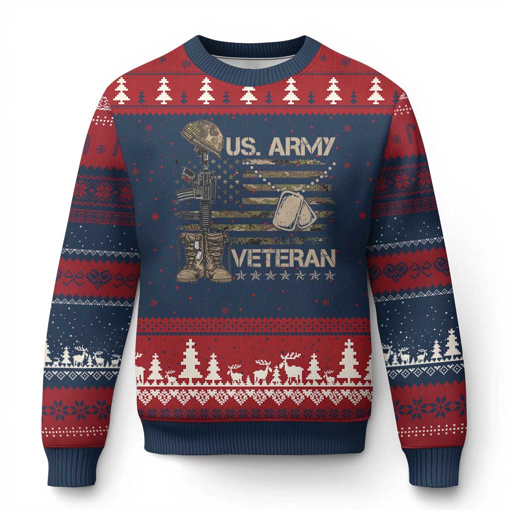 US Army Veteran Flag Ugly Christmas Sweater - Wonder Print Shop
