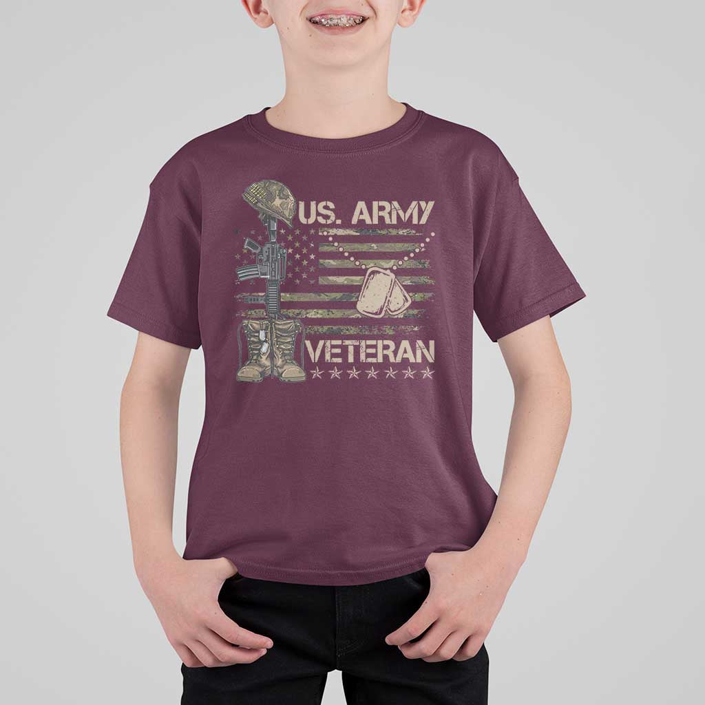 US Army Veteran Flag T Shirt For Kid - Wonder Print Shop