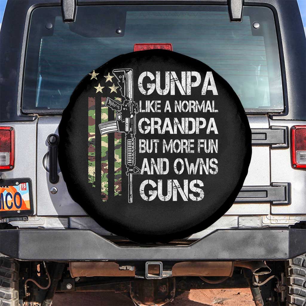 Gunpa Spare Tire Cover Guns Grandpa More Fun Camo American Flag USA Camouflage