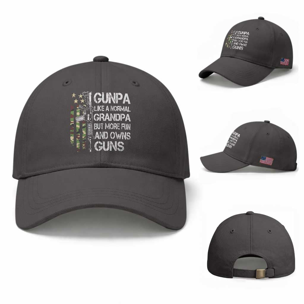 Gunpa Baseball Cap Guns Grandpa More Fun Camo American Flag USA Camouflage