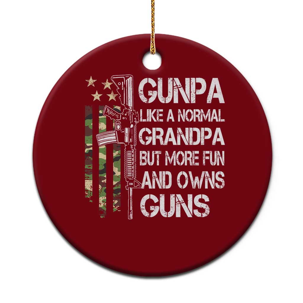 Gunpa Ceramic Ornament Guns Grandpa More Fun Camo American Flag USA Camouflage - Wonder Print Shop