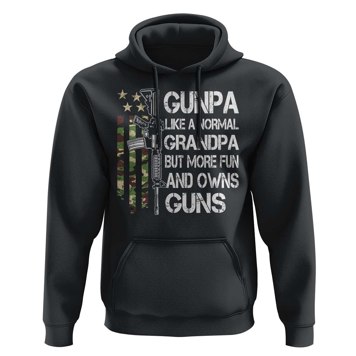 Gunpa Hoodie Guns Grandpa More Fun Camo American Flag USA Camouflage