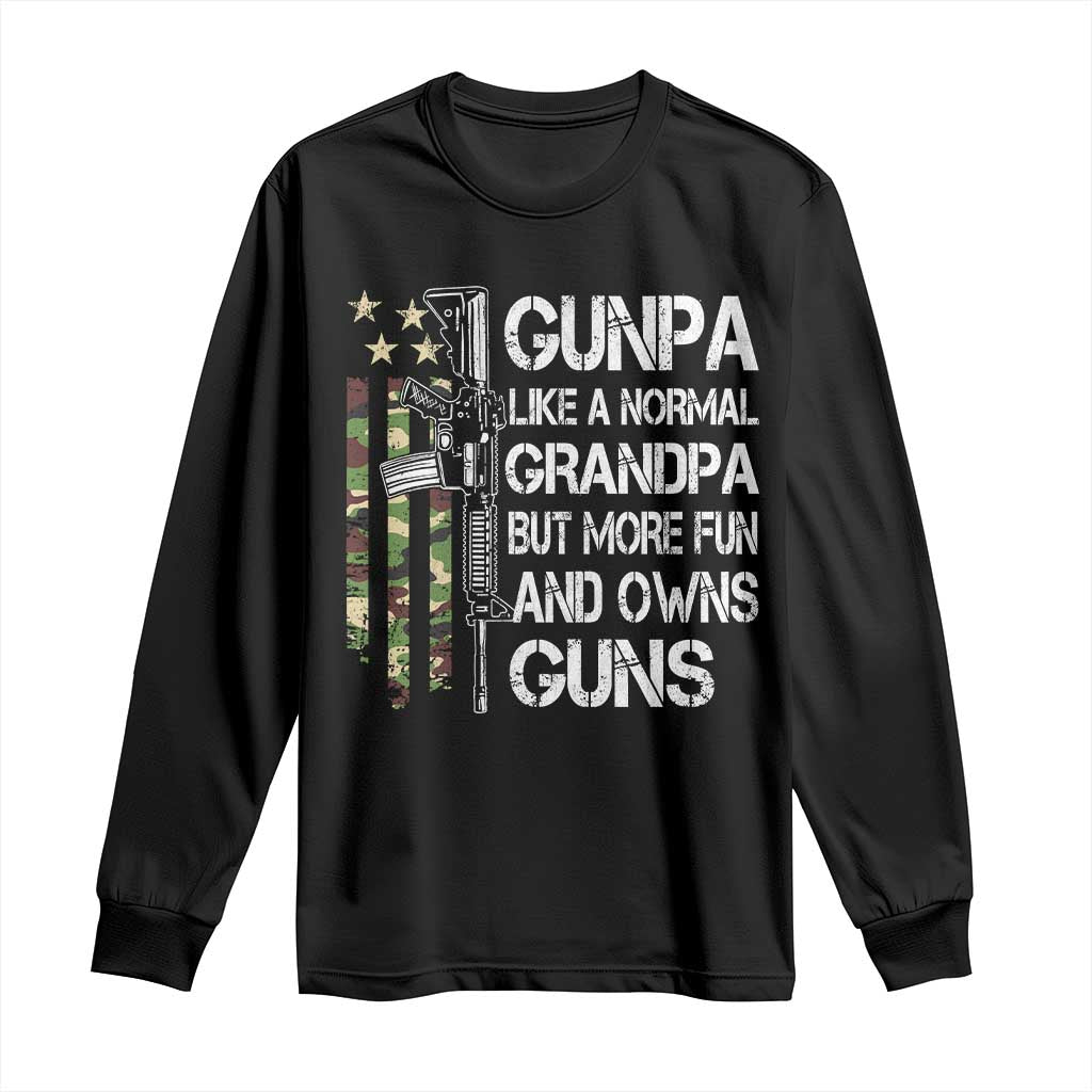 Gunpa Long Sleeve Shirt Guns Grandpa More Fun Camo American Flag USA Camouflage
