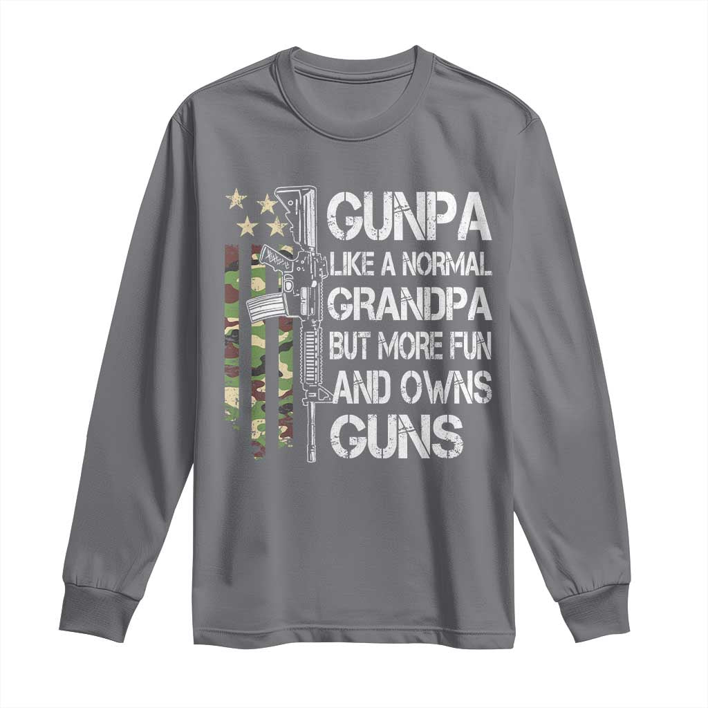 Gunpa Long Sleeve Shirt Guns Grandpa More Fun Camo American Flag USA Camouflage