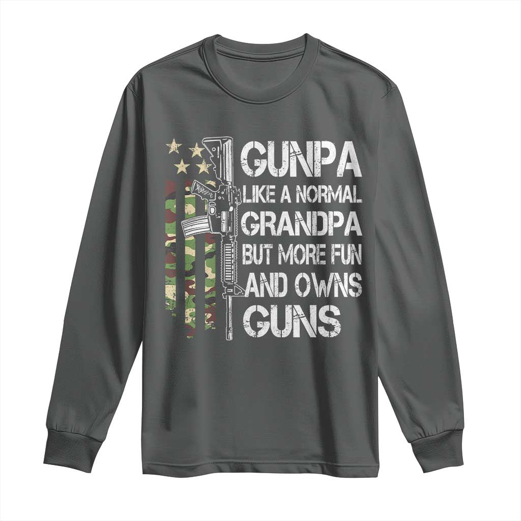 Gunpa Long Sleeve Shirt Guns Grandpa More Fun Camo American Flag USA Camouflage