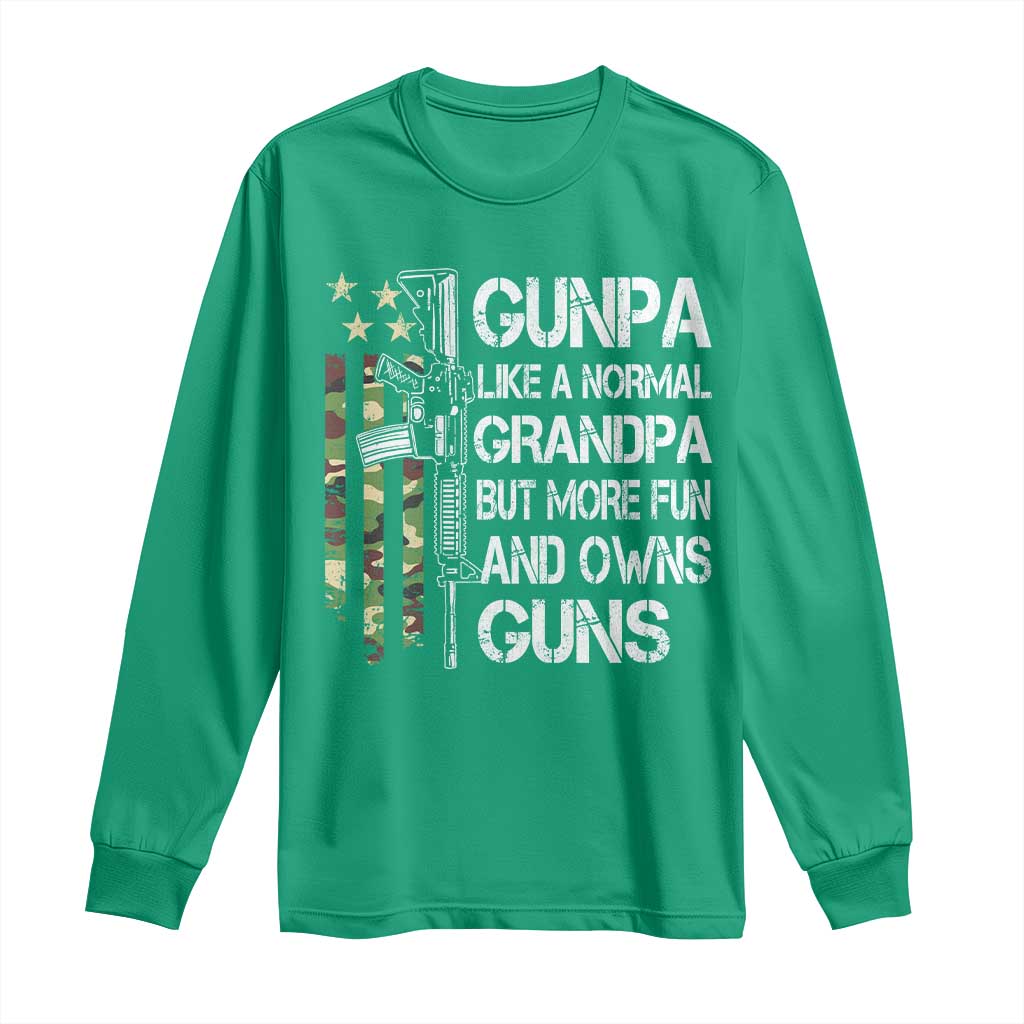 Gunpa Long Sleeve Shirt Guns Grandpa More Fun Camo American Flag USA Camouflage
