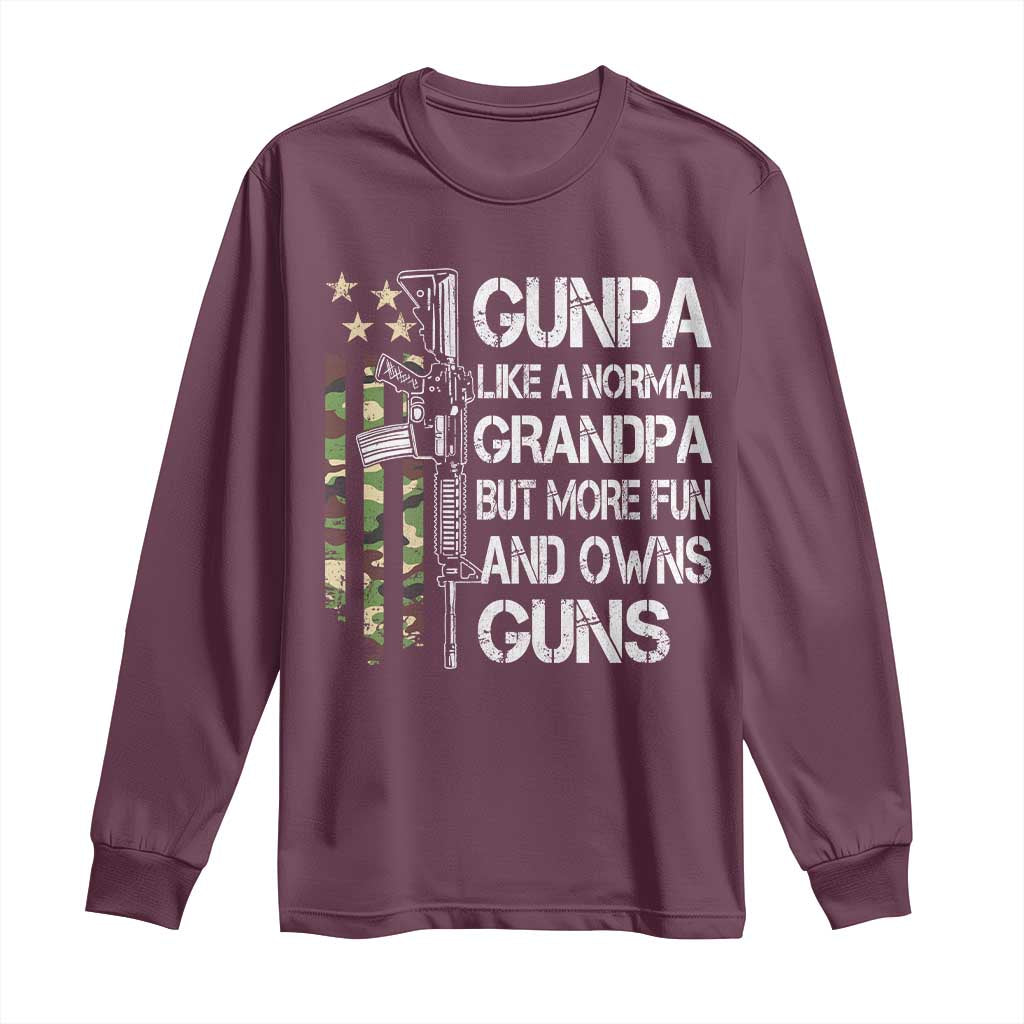 Gunpa Long Sleeve Shirt Guns Grandpa More Fun Camo American Flag USA Camouflage