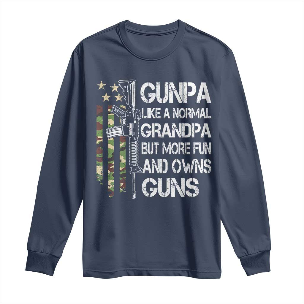 Gunpa Long Sleeve Shirt Guns Grandpa More Fun Camo American Flag USA Camouflage