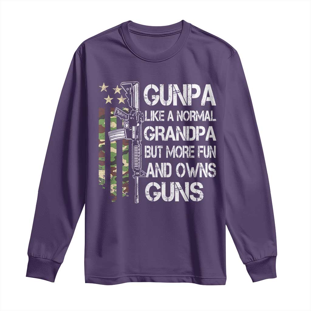 Gunpa Long Sleeve Shirt Guns Grandpa More Fun Camo American Flag USA Camouflage