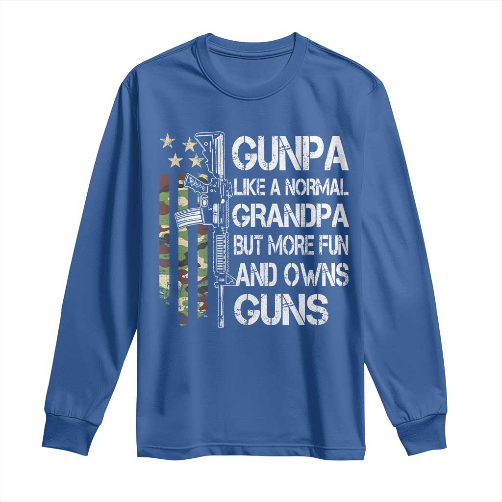 Gunpa Long Sleeve Shirt Guns Grandpa More Fun Camo American Flag USA Camouflage