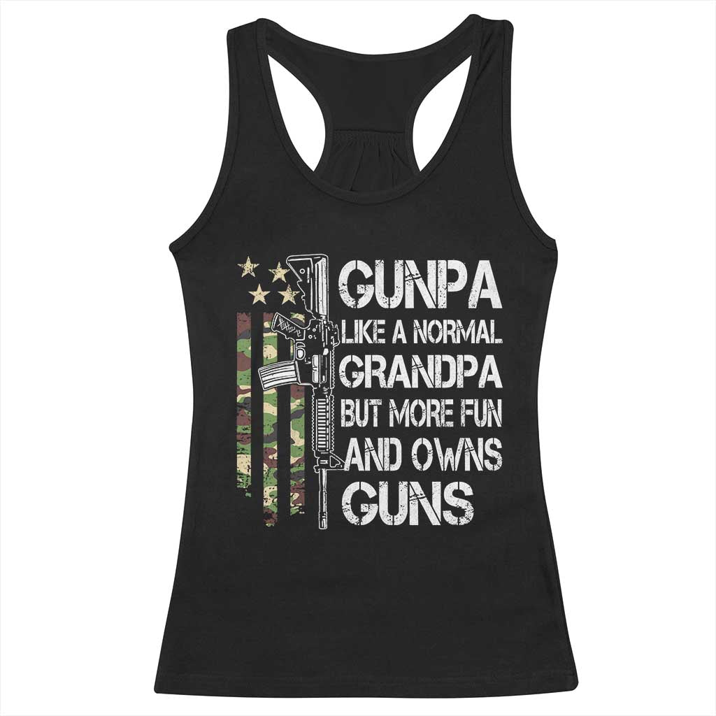 Gunpa Racerback Tank Top Guns Grandpa More Fun Camo American Flag USA Camouflage
