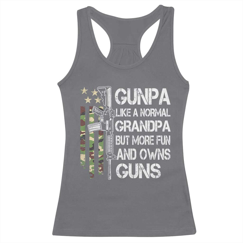 Gunpa Racerback Tank Top Guns Grandpa More Fun Camo American Flag USA Camouflage
