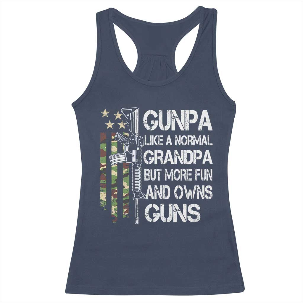 Gunpa Racerback Tank Top Guns Grandpa More Fun Camo American Flag USA Camouflage