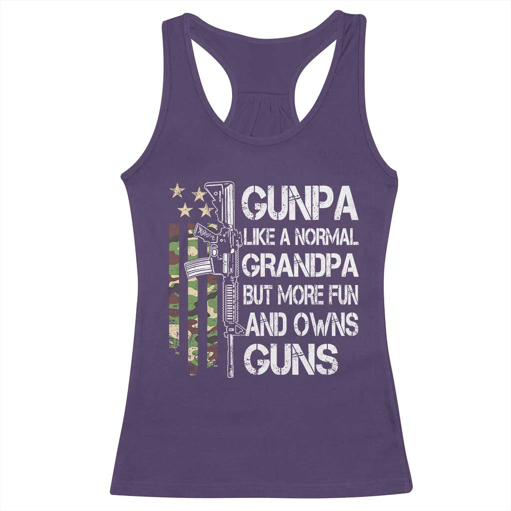 Gunpa Racerback Tank Top Guns Grandpa More Fun Camo American Flag USA Camouflage