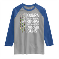 Gunpa Raglan Shirt Guns Grandpa More Fun Camo American Flag USA Camouflage
