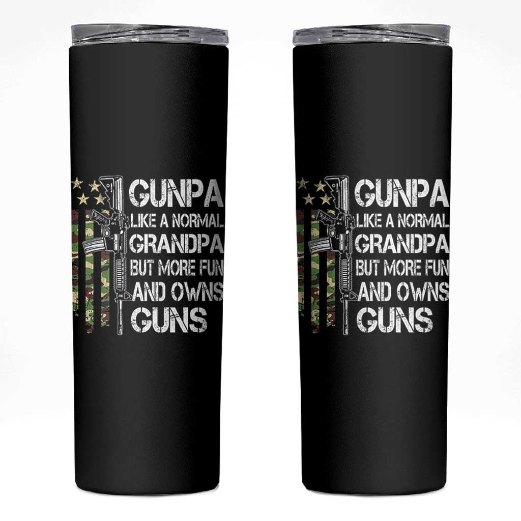 Gunpa Skinny Tumbler Guns Grandpa More Fun Camo American Flag USA Camouflage