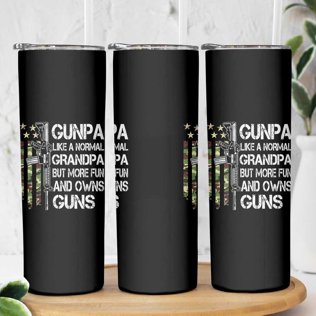 Gunpa Skinny Tumbler Guns Grandpa More Fun Camo American Flag USA Camouflage
