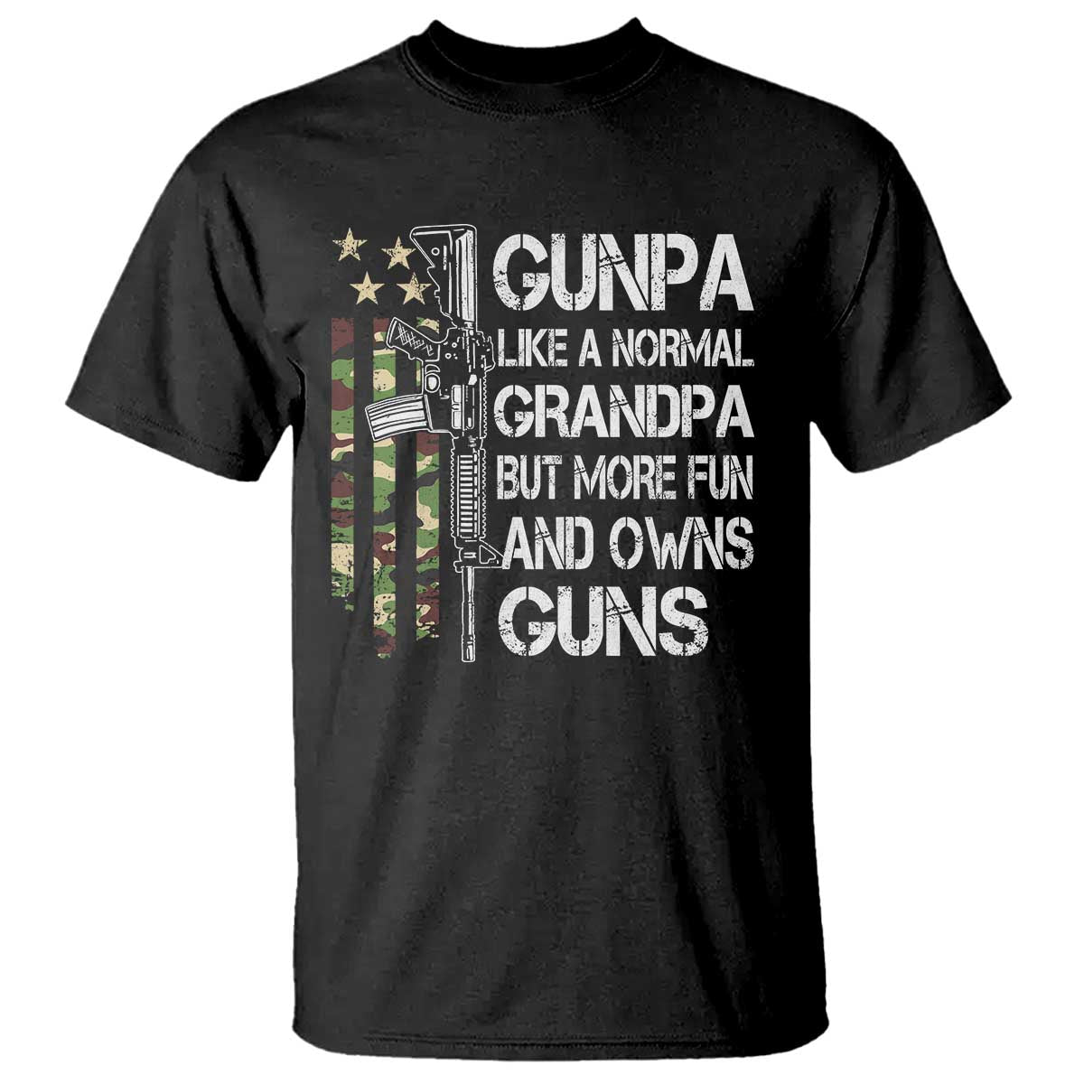 Gunpa T Shirt Guns Grandpa More Fun Camo American Flag USA Camouflage