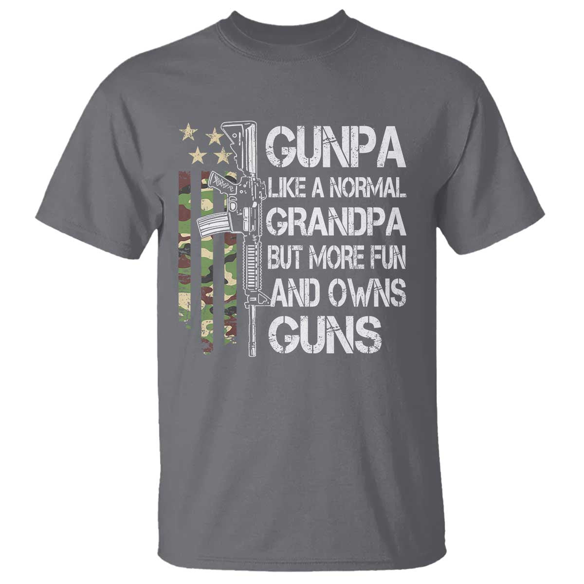 Gunpa T Shirt Guns Grandpa More Fun Camo American Flag USA Camouflage