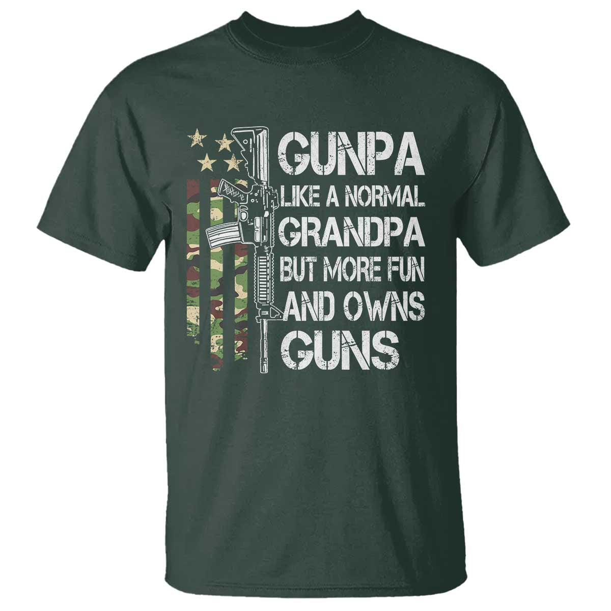 Gunpa T Shirt Guns Grandpa More Fun Camo American Flag USA Camouflage