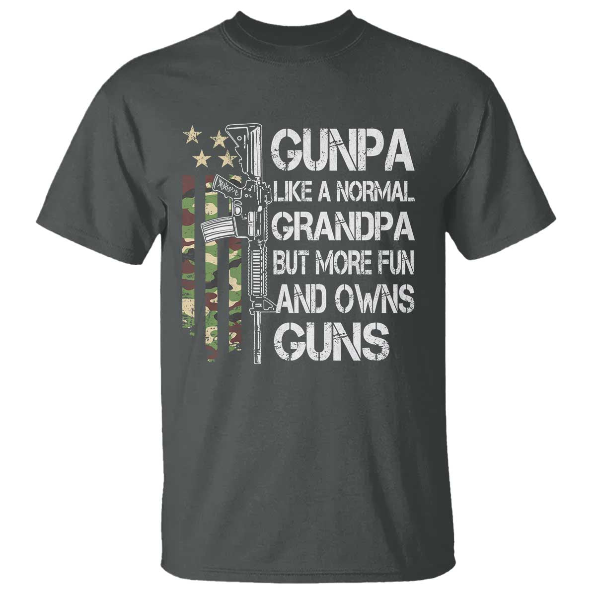 Gunpa T Shirt Guns Grandpa More Fun Camo American Flag USA Camouflage