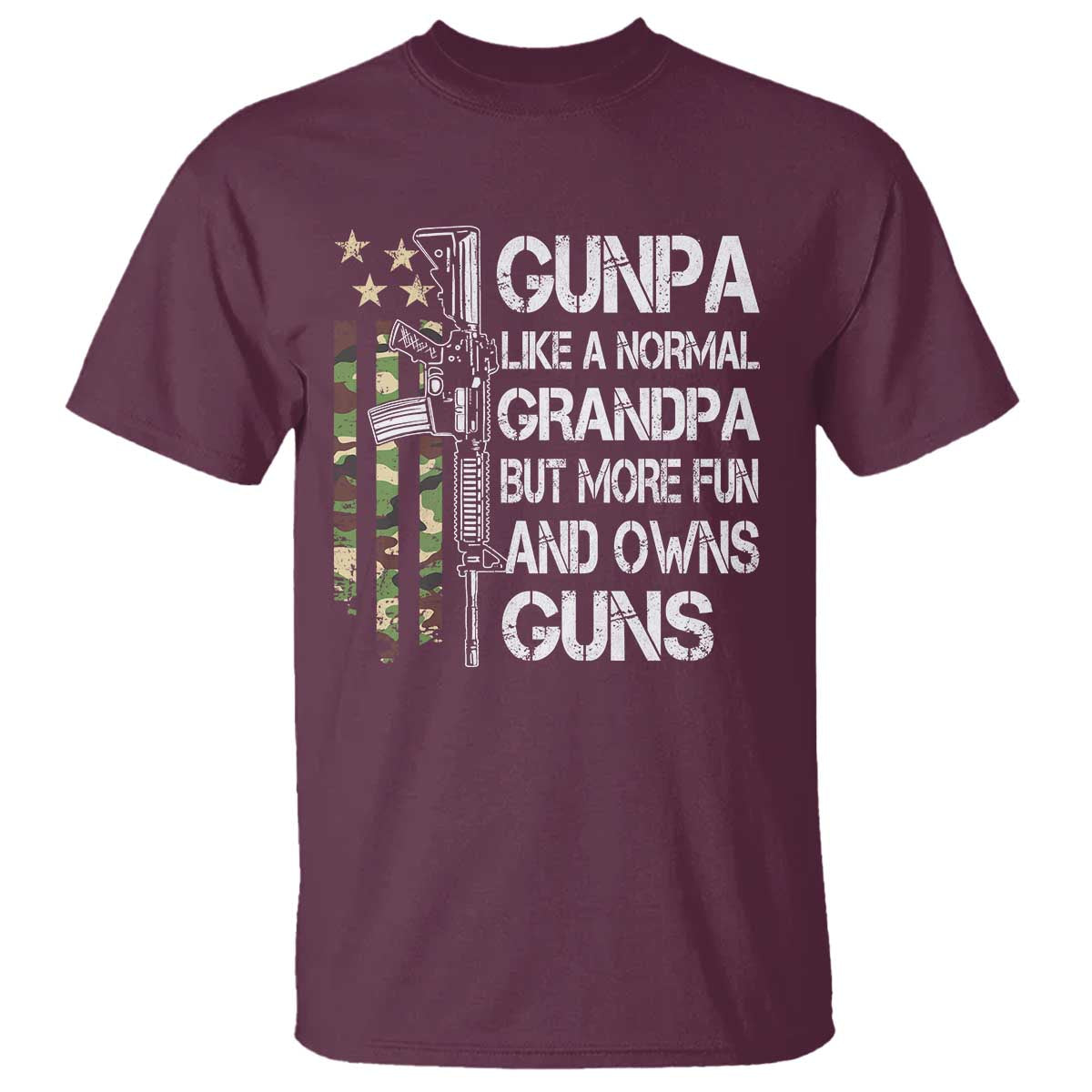Gunpa T Shirt Guns Grandpa More Fun Camo American Flag USA Camouflage