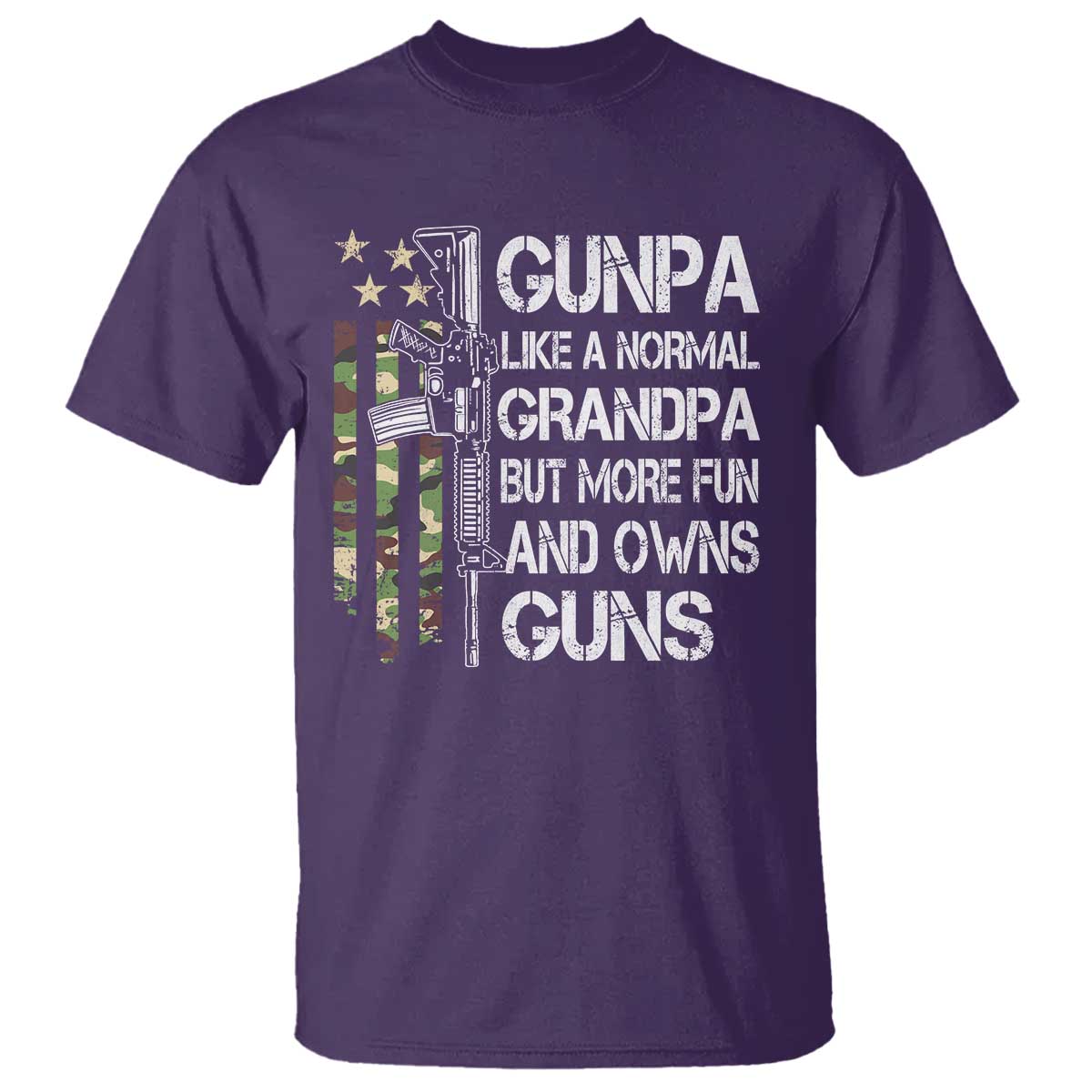 Gunpa T Shirt Guns Grandpa More Fun Camo American Flag USA Camouflage