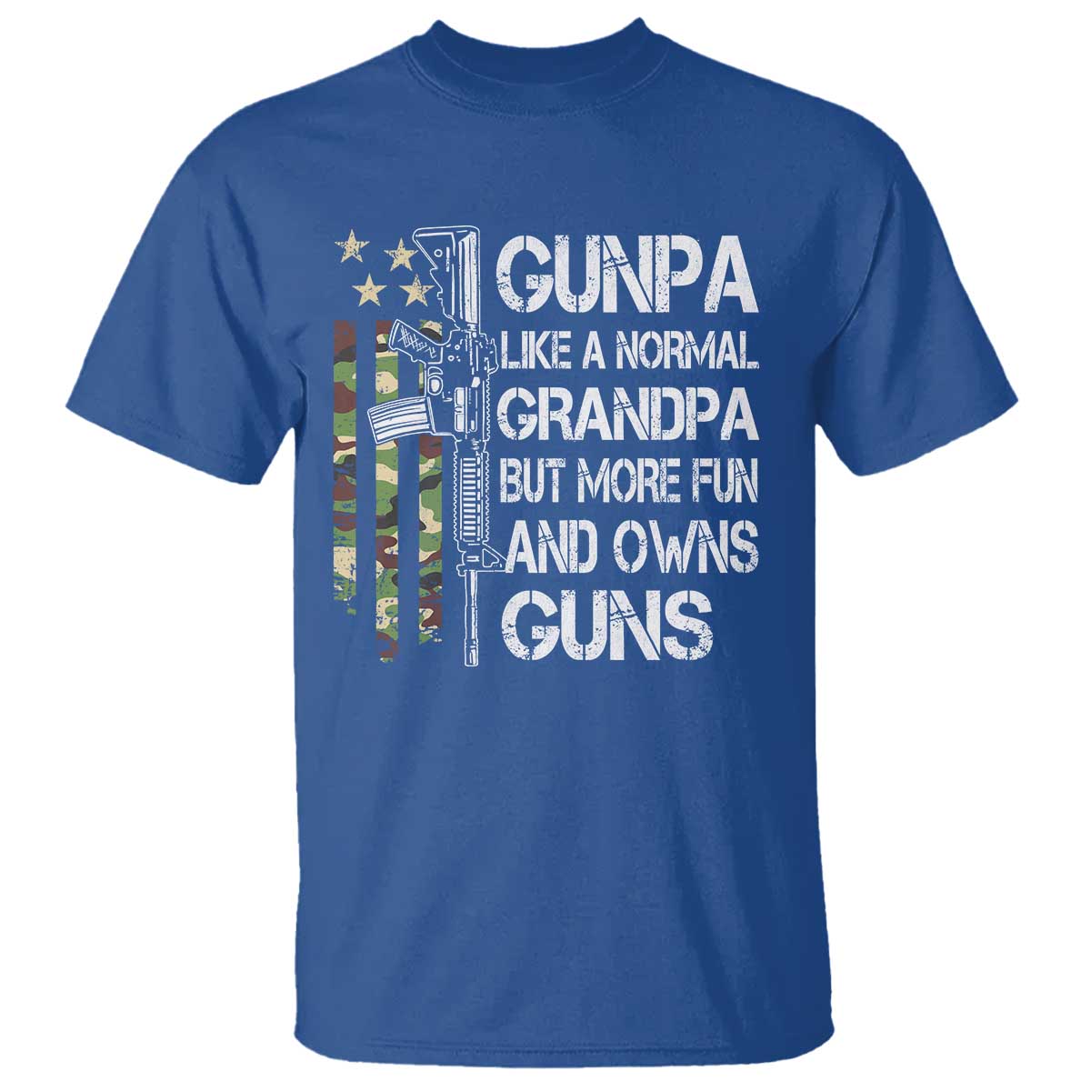 Gunpa T Shirt Guns Grandpa More Fun Camo American Flag USA Camouflage