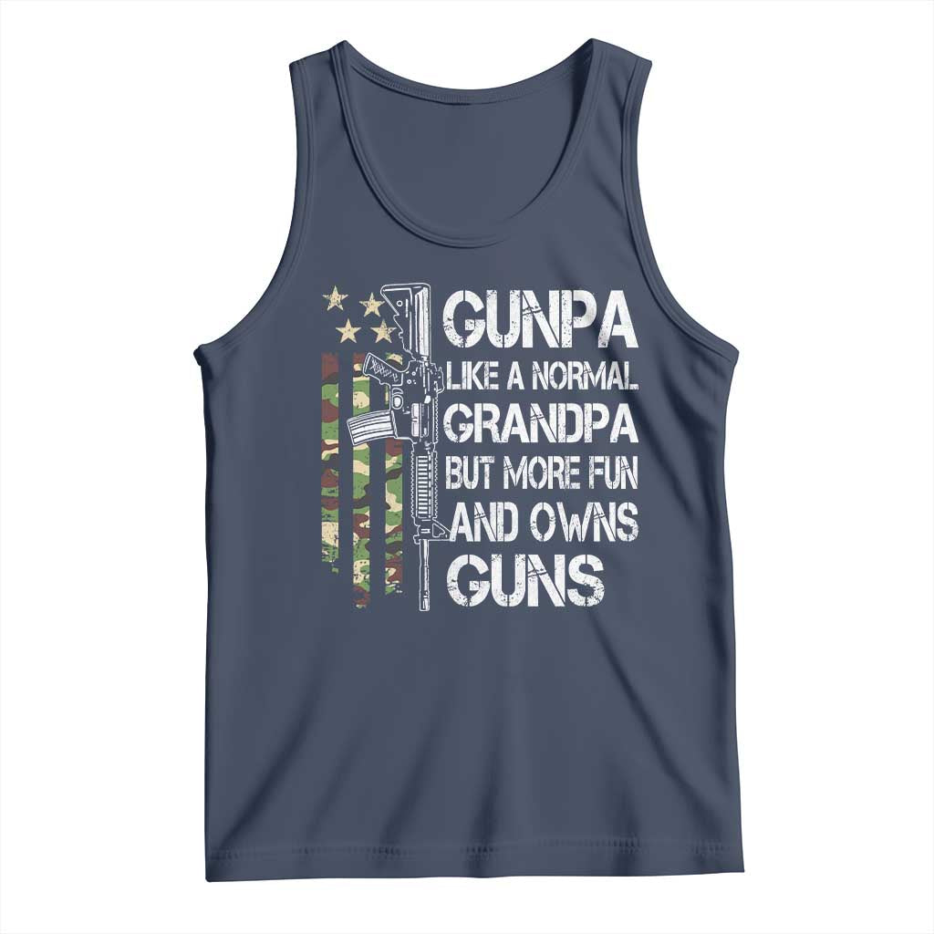 Gunpa Tank Top Guns Grandpa More Fun Camo American Flag USA Camouflage
