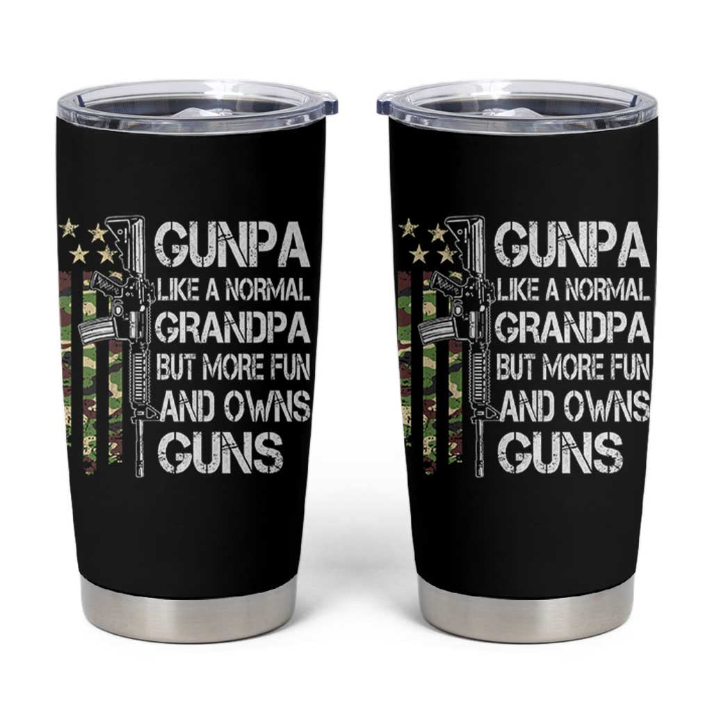 Gunpa Tumbler Cup Guns Grandpa More Fun Camo American Flag USA Camouflage