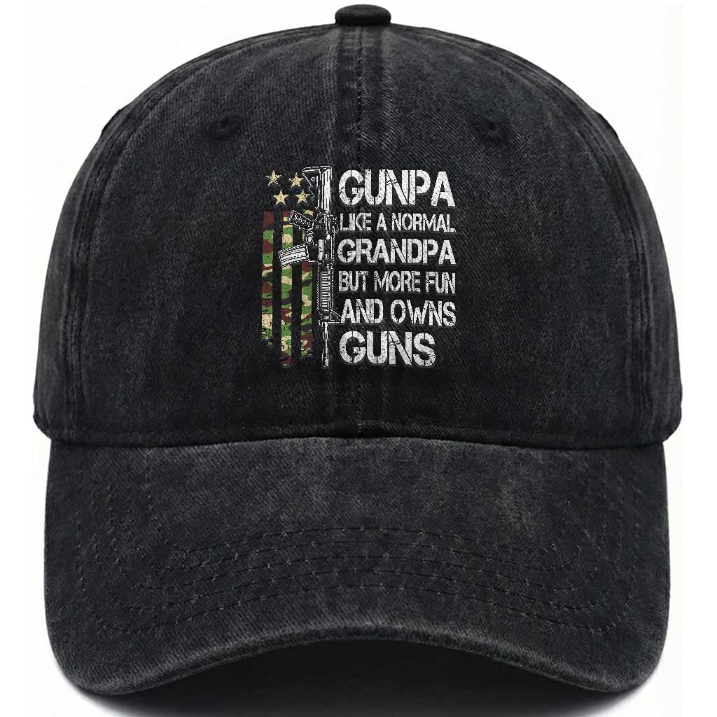 Gunpa Washed Cotton Baseball Cap Guns Grandpa More Fun Camo American Flag USA Camouflage