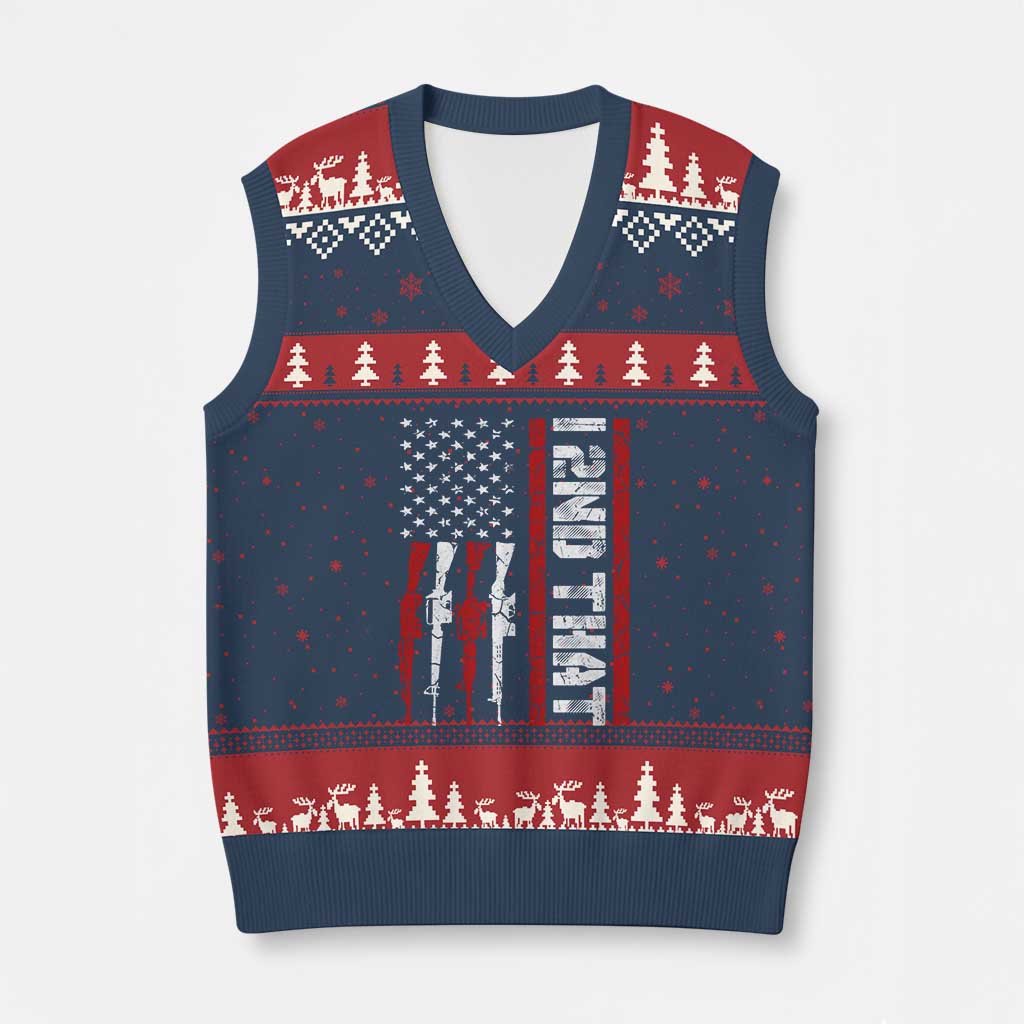 Vintage USA Flag 2nd Amendment V-Neck Knit Sweater Vest Pro Gun Lovers - Wonder Print Shop