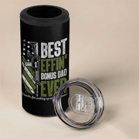 Best Effin’ Bonus Dad Ever 4 in 1 Can Cooler Tumbler Step Dad Gun American Flag