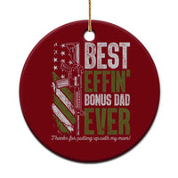 Best Effin’ Bonus Dad Ever Ceramic Ornament Step Dad Gun American Flag - Wonder Print Shop
