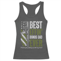 Best Effin’ Bonus Dad Ever Racerback Tank Top Step Dad Gun American Flag