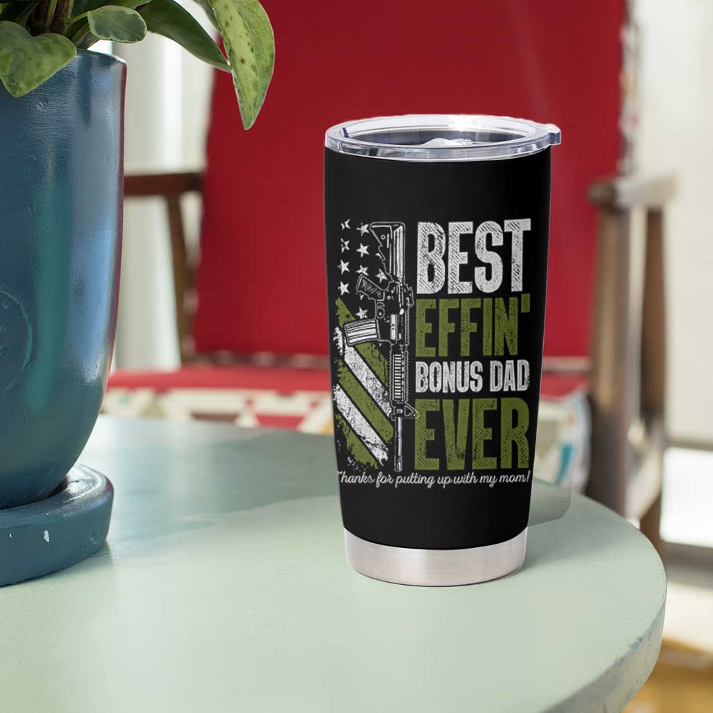 Best Effin’ Bonus Dad Ever Tumbler Cup Step Dad Gun American Flag