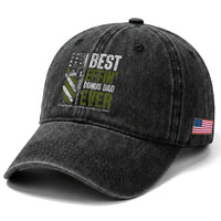Best Effin’ Bonus Dad Ever Washed Cotton Baseball Cap Step Dad Gun American Flag