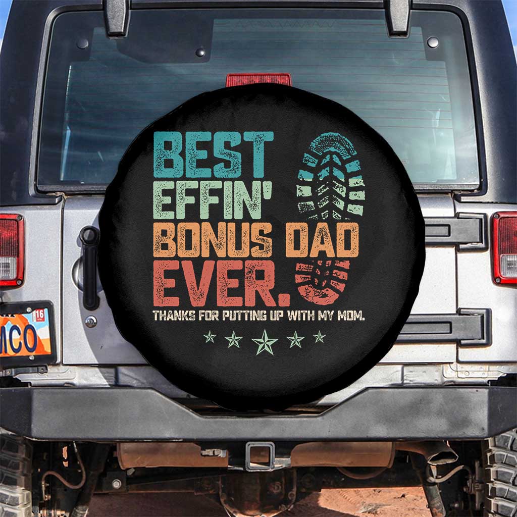 Funny Step Dad Spare Tire Cover Best Effin’ Bonus Dad Ever Retro