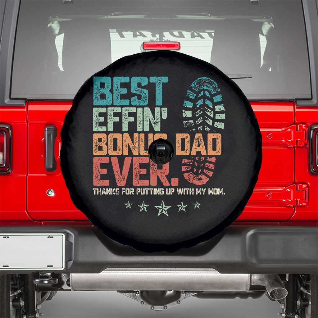 Funny Step Dad Spare Tire Cover Best Effin’ Bonus Dad Ever Retro
