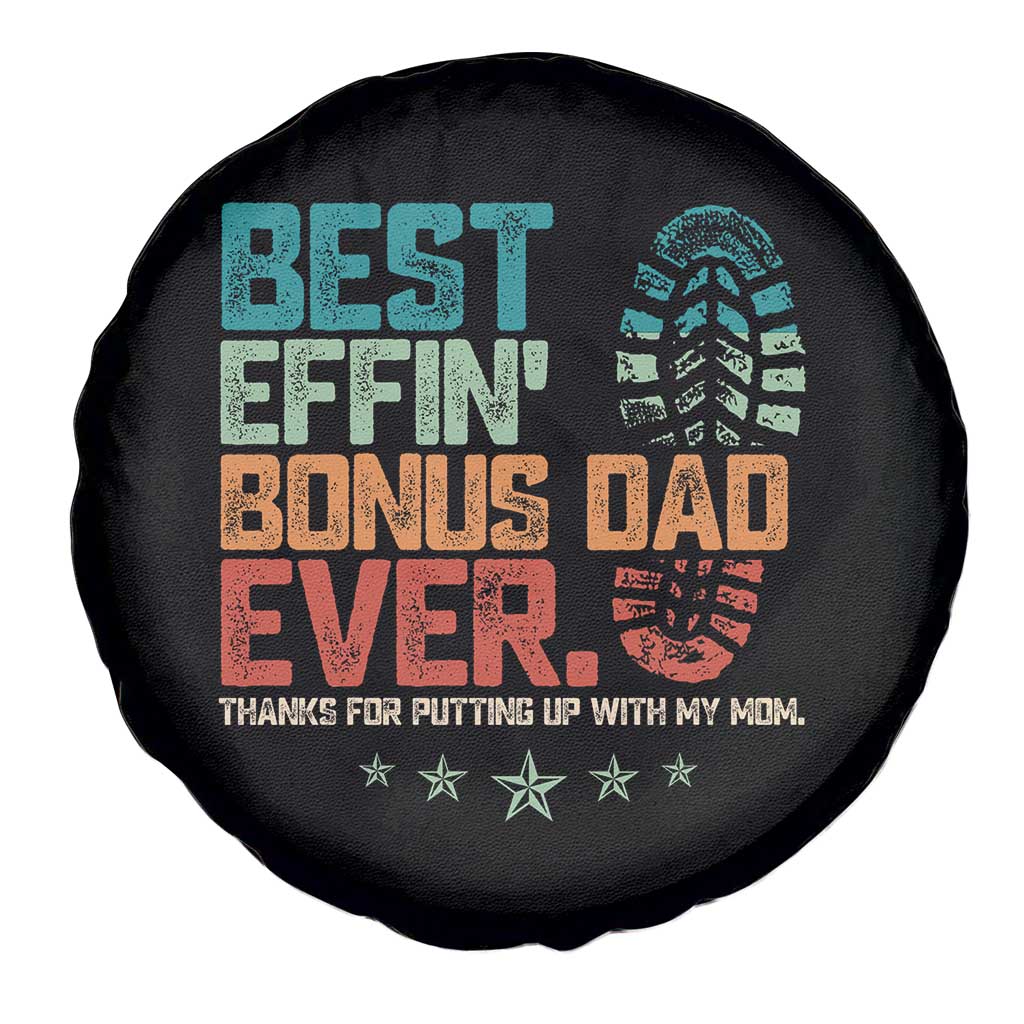 Funny Step Dad Spare Tire Cover Best Effin’ Bonus Dad Ever Retro