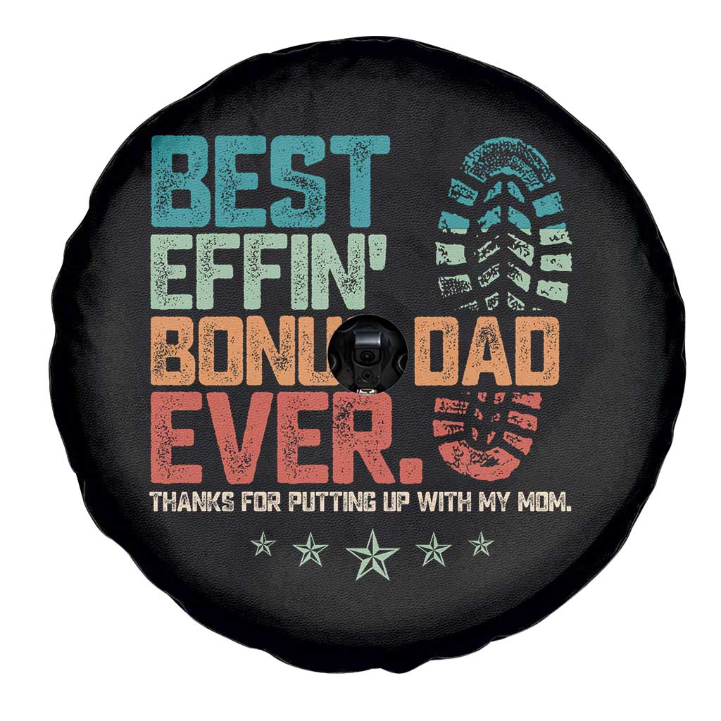 Funny Step Dad Spare Tire Cover Best Effin’ Bonus Dad Ever Retro