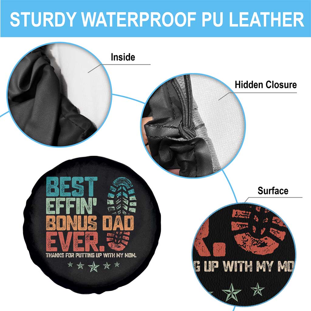 Funny Step Dad Spare Tire Cover Best Effin’ Bonus Dad Ever Retro