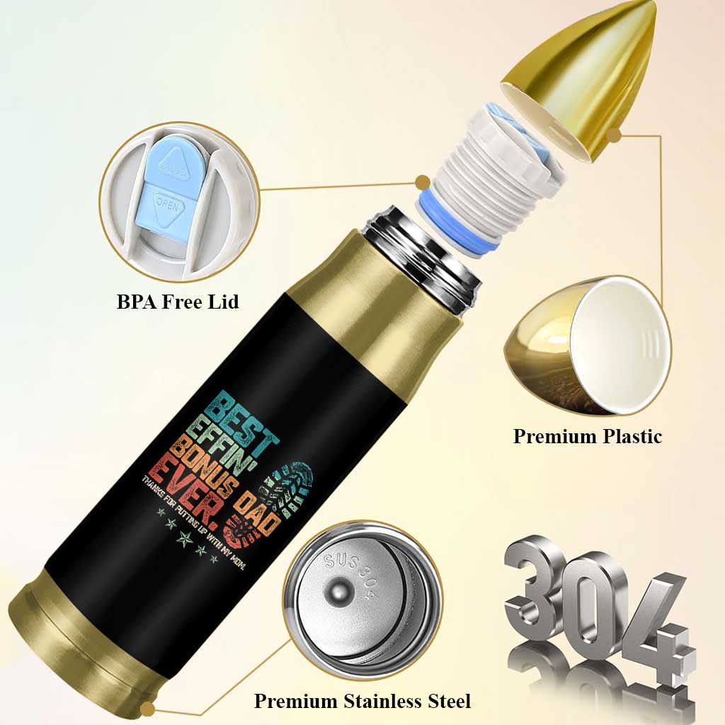 Funny Step Dad Bullet Tumbler Best Effin’ Bonus Dad Ever Retro
