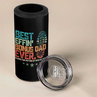 Funny Step Dad 4 in 1 Can Cooler Tumbler Best Effin’ Bonus Dad Ever Retro
