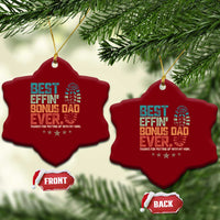 Funny Step Dad Ceramic Ornament Best Effin’ Bonus Dad Ever Retro - Wonder Print Shop